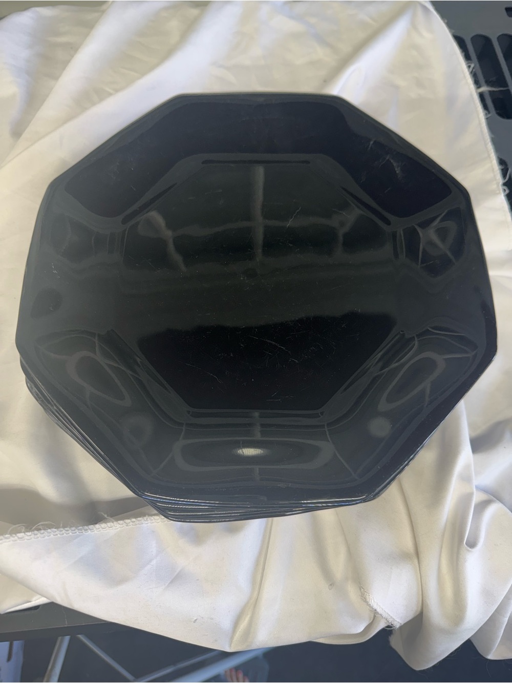 VTG Arcoroc black glass Octime dinner plates